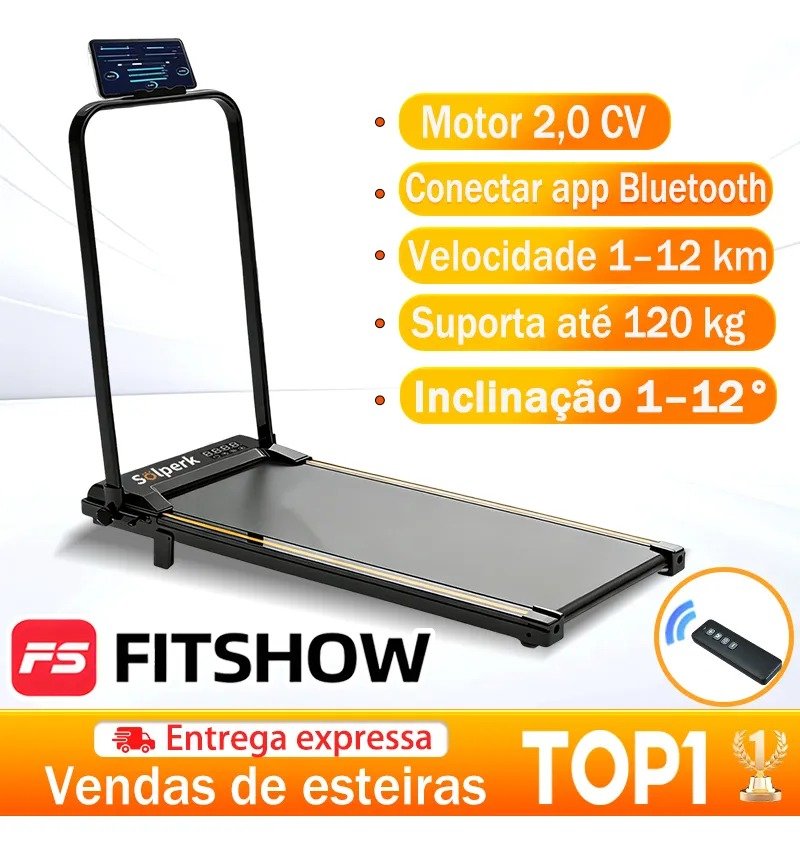 Esteira Eletrica Plana Residencial Preta Cor Preto Bluetooth 22