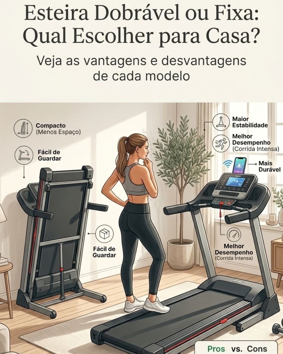 esteira dobravel ou fixa qual escolher para casa